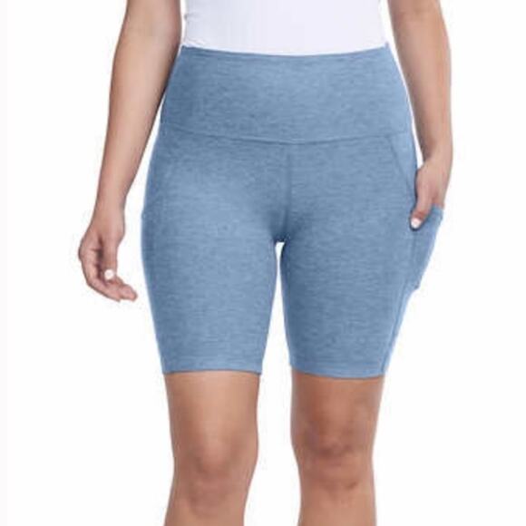 Kirkland Bike Shorts Womens S Blue High Rise Pockets Athleisure Activewear Gym - Picture 3 of 8